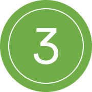 A green circle with the number three in it.