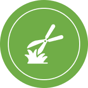 A green circle with a white icon of a propeller.